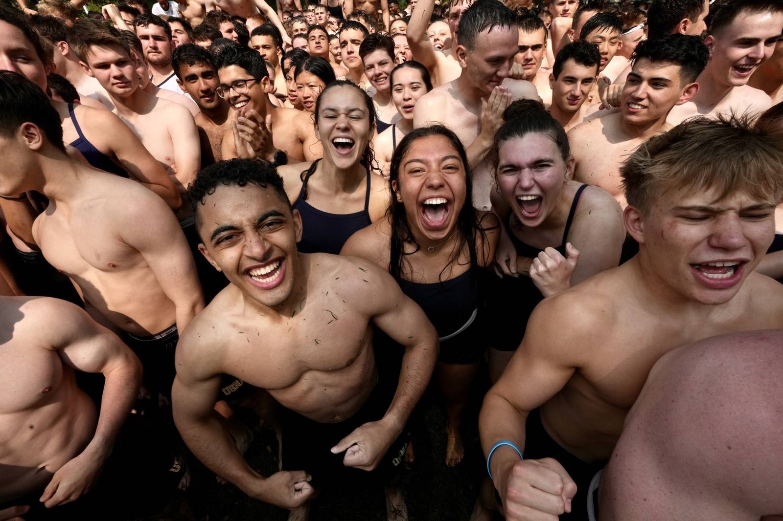 The Naval Academy hosted its annual Herndon Climb on May 17, 2023. It took 2:31:51 to complete. (Kaitlin Newman / The Baltimore Banner)