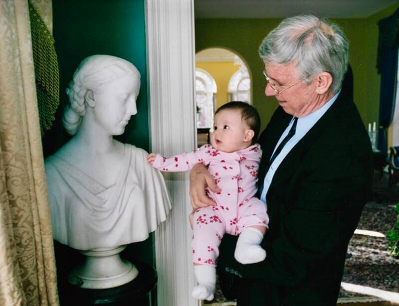 Gov. Parris Glendening and his daughter Bri admire a bust in Government House in 2002.