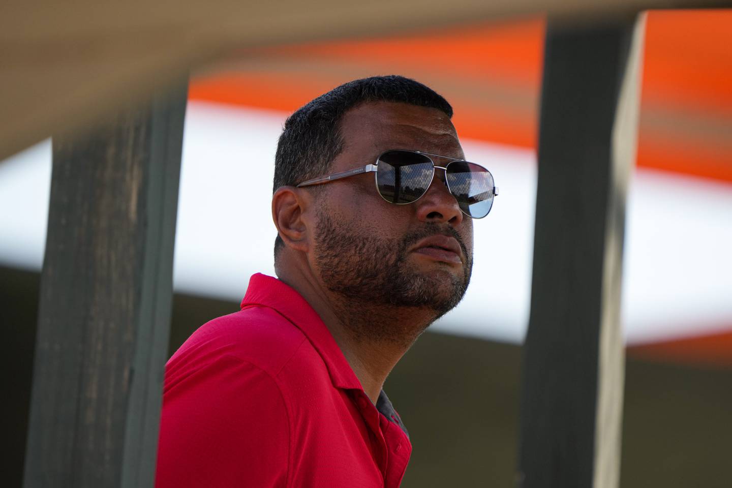Koby Perez, Director of International Scouting, observes practice at Ed Smith Stadium in Sarasota on 2/24/23. The Baltimore Orioles’ Spring Training session runs from mid-February through the end of March.