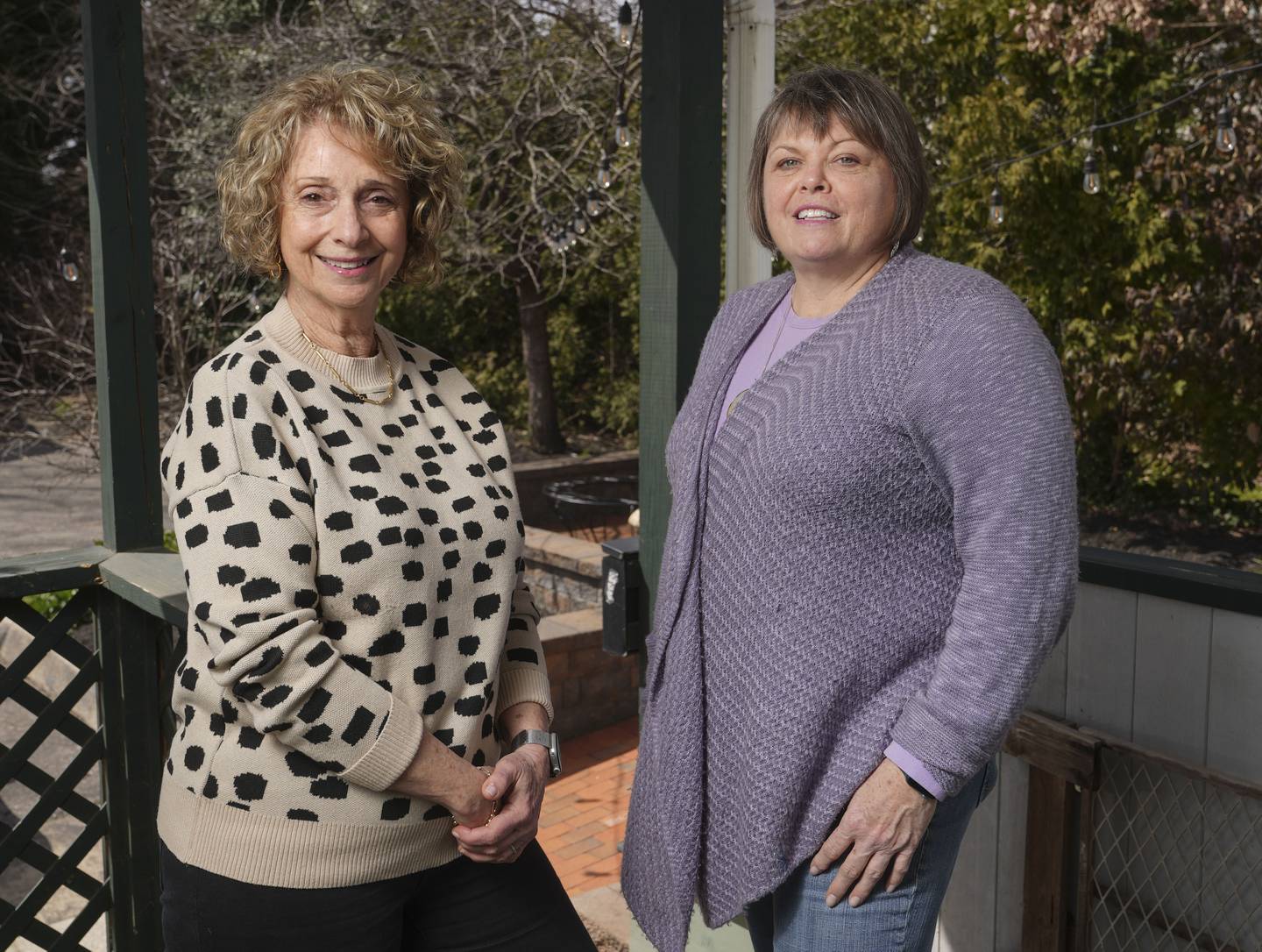 Patti White and Lee Anderson, co-founders of the Annapolis Film Festival pose for a portrait outside their office in Annapolis, Tuesday, March 21, 2023.