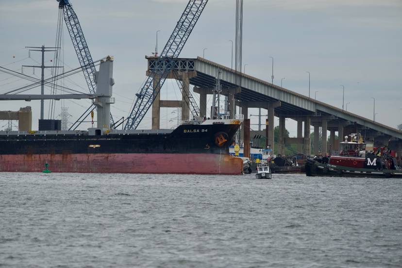 The Balsa 94, which has been stuck at the Port of Baltimore since the Key Bridge collapsed, is the first commercial ship to pass through a new temporary access channel.