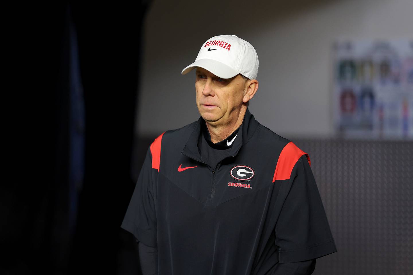 INGLEWOOD, CALIFORNIA - JANUARY 09: Georgia Bulldogs offensive coordinator Todd Monken looks on before the College Football Playoff National Championship game against the TCU Horned Frogs at SoFi Stadium on January 09, 2023 in Inglewood, California.