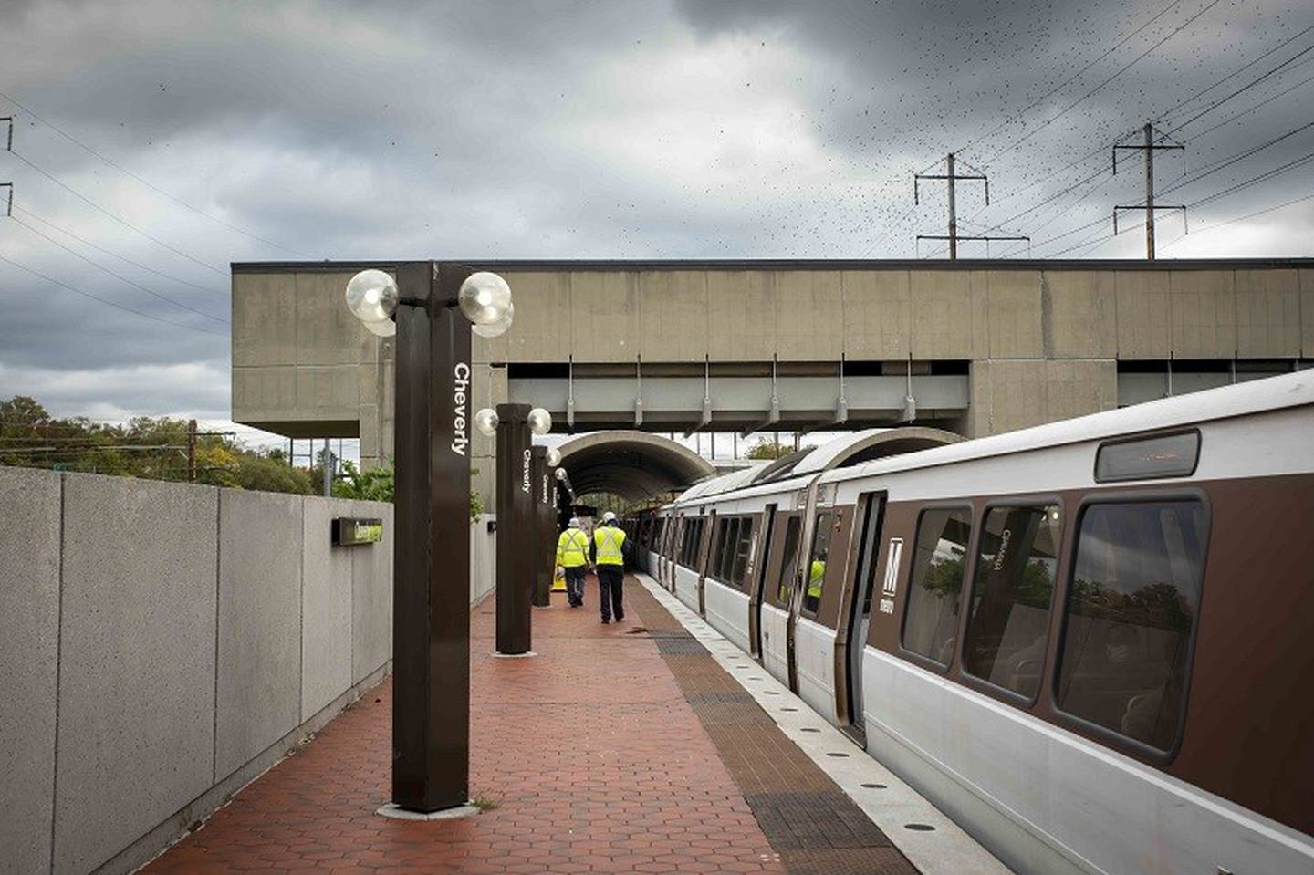A train at the Washington Metro's Cheverly Station, fall 2021.
