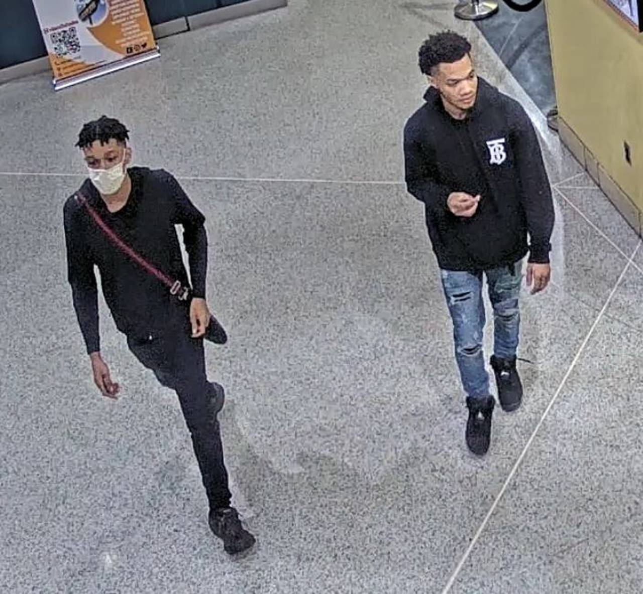 The Baltimore Police Department is seeking the public's help in identifying these two individuals in connection with the shooting at Morgan State University on Oct. 3, 2023.