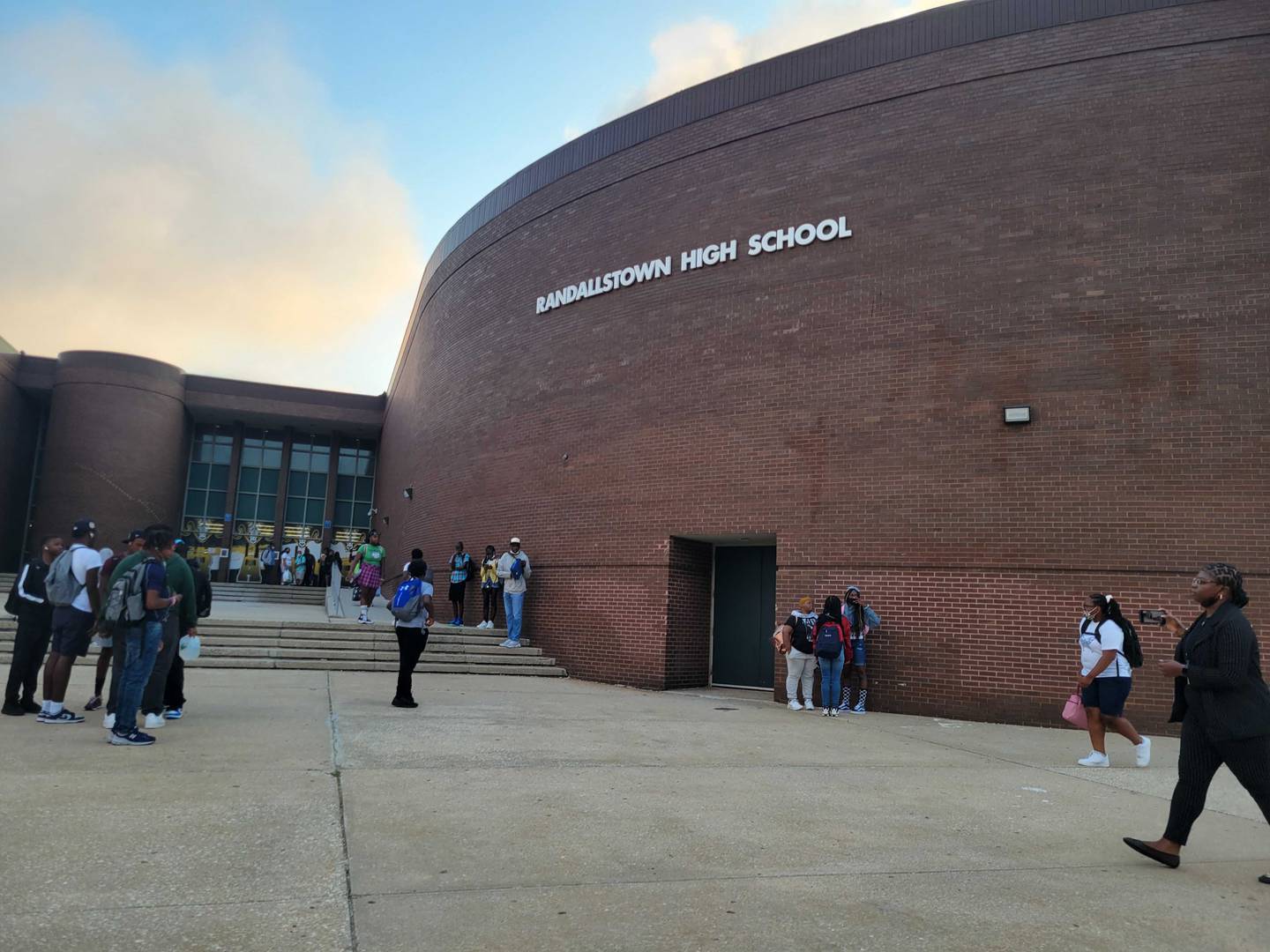 Students get ready for the first day of school at Randallstown High School, September 2022.