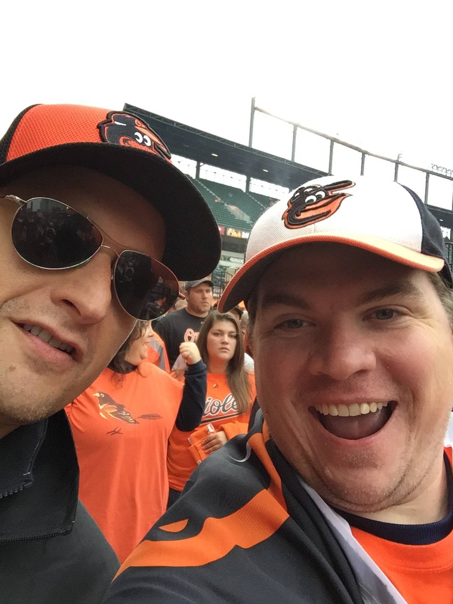 Halethorpe's William Cox and actor Josh Charles hanging around Camden Yards in 2014. "It was the most Baltimore thing ever," Cox said.