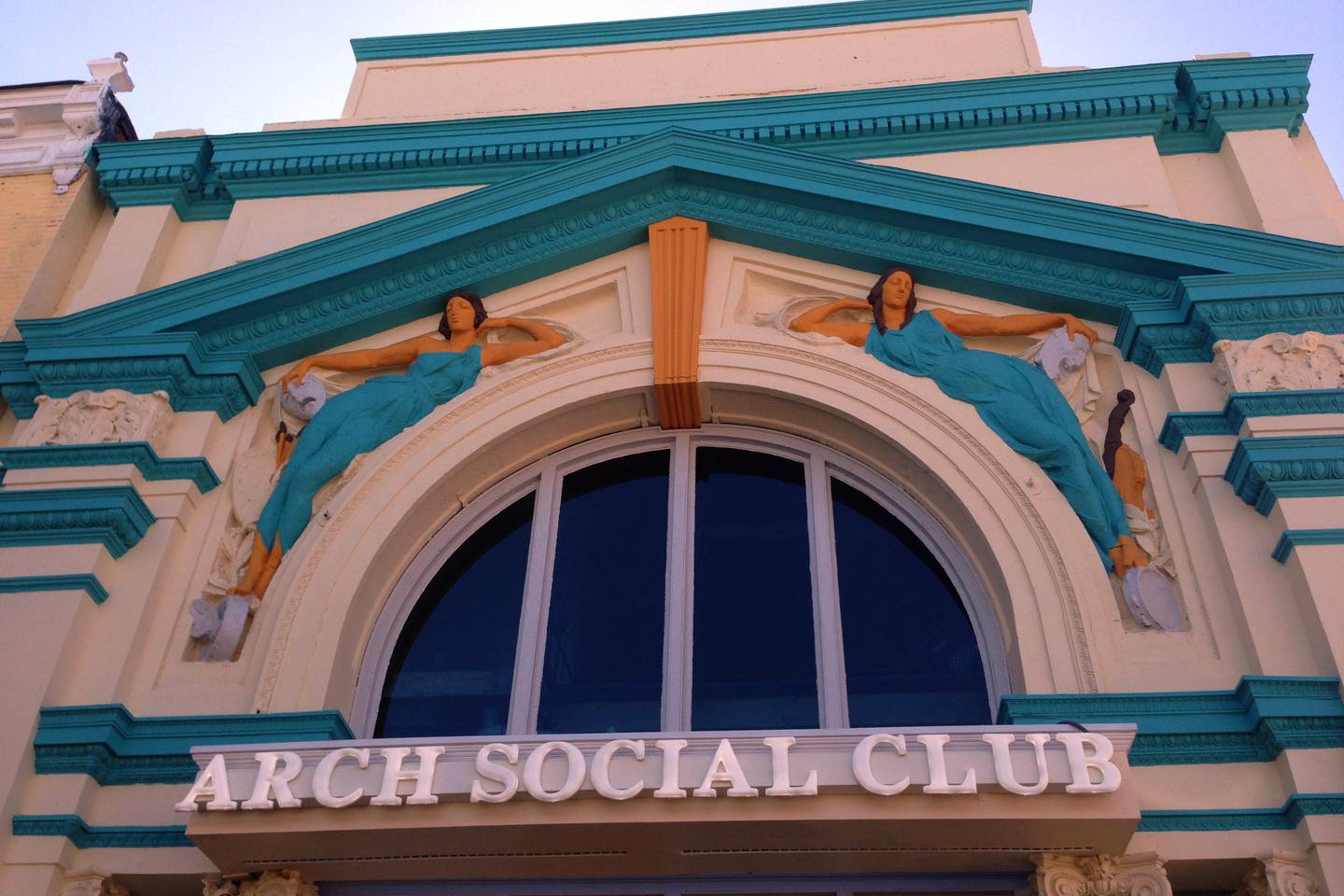 An image of the facade of the Arch Social Club after its restoration.
