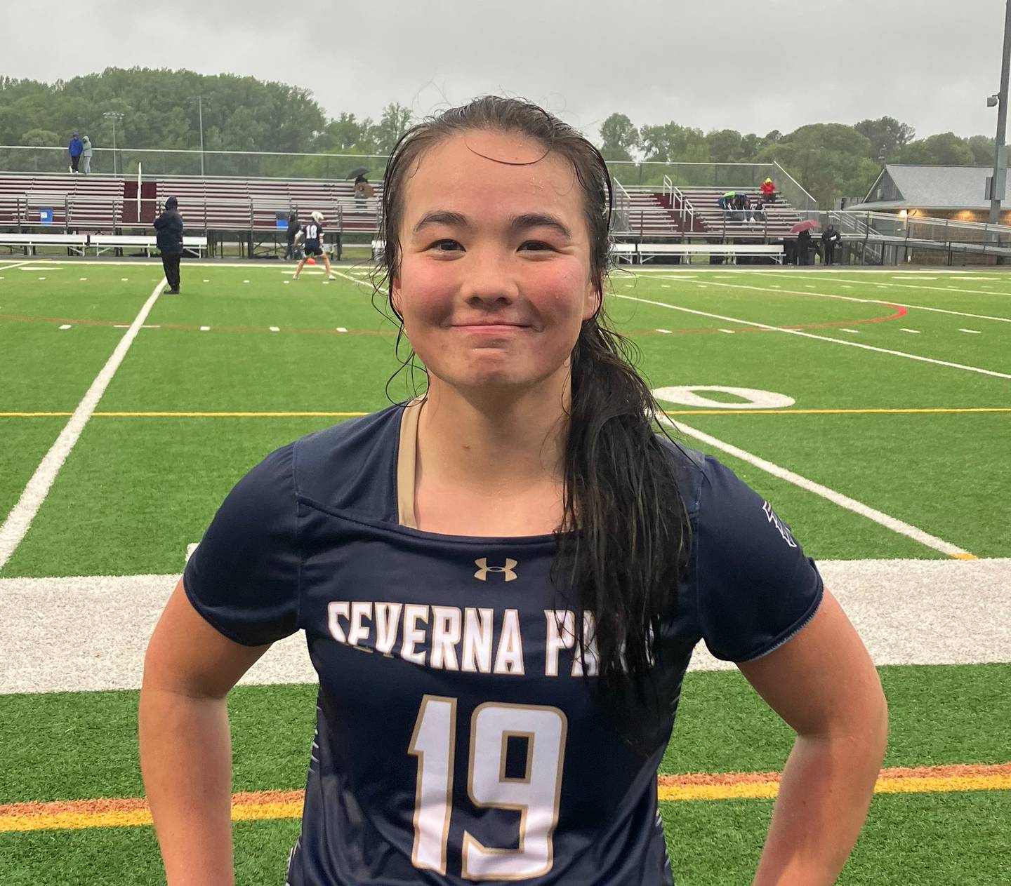 Alyssa Gore-Chung helped Severna Park's girls lacrosse team itch closer to the Anne Arundel County regular season championship. The junior attack scored four goals as the No. 9 Falcons defeated 10th-ranked Broadneck, 8-7, in soggy Cape St. Claire.
