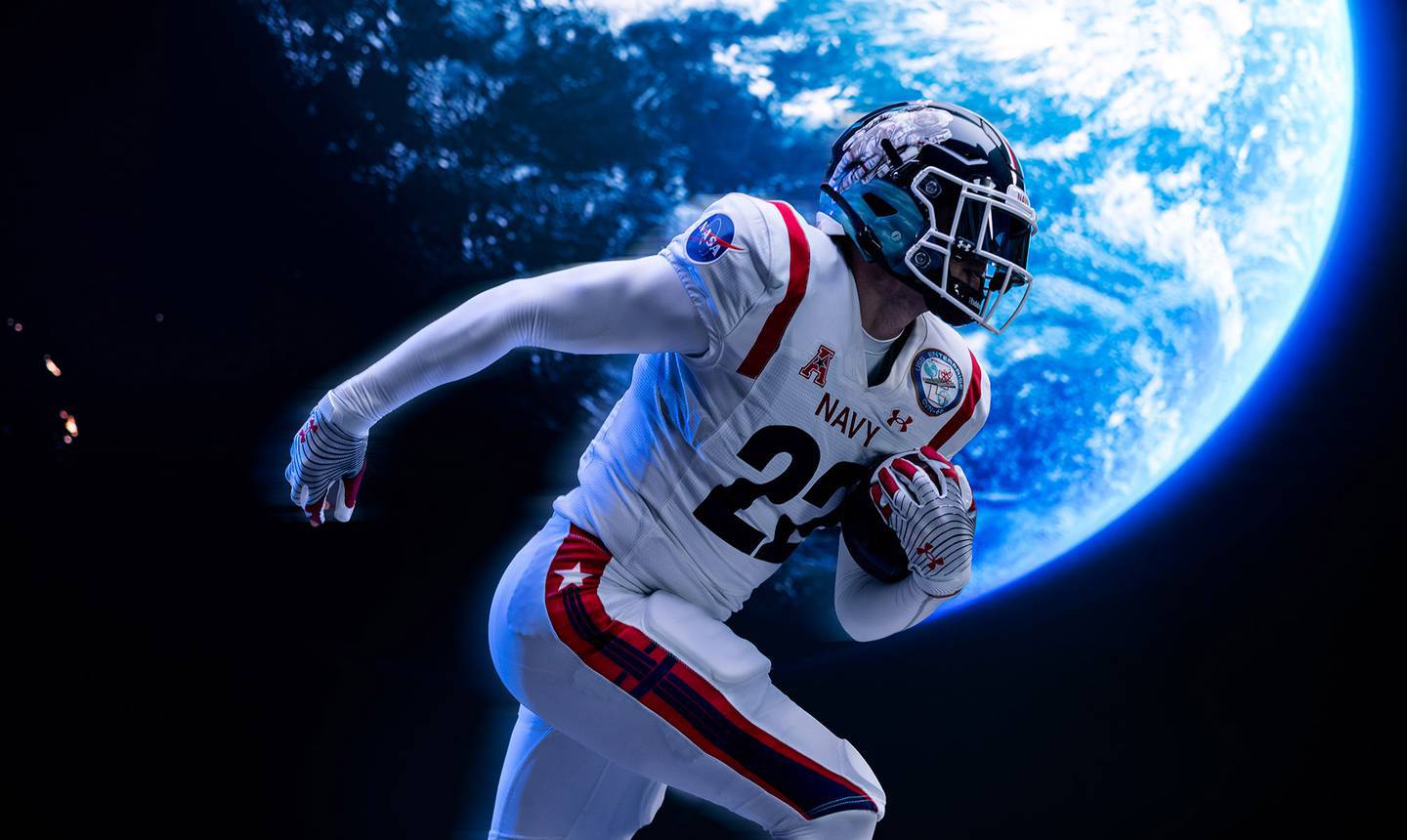 Navy will wear NASA-themed uniforms Saturday during the game with Army.  Congress has passed a rule that none of this year's graduating service academy athletes can go pro for two years.