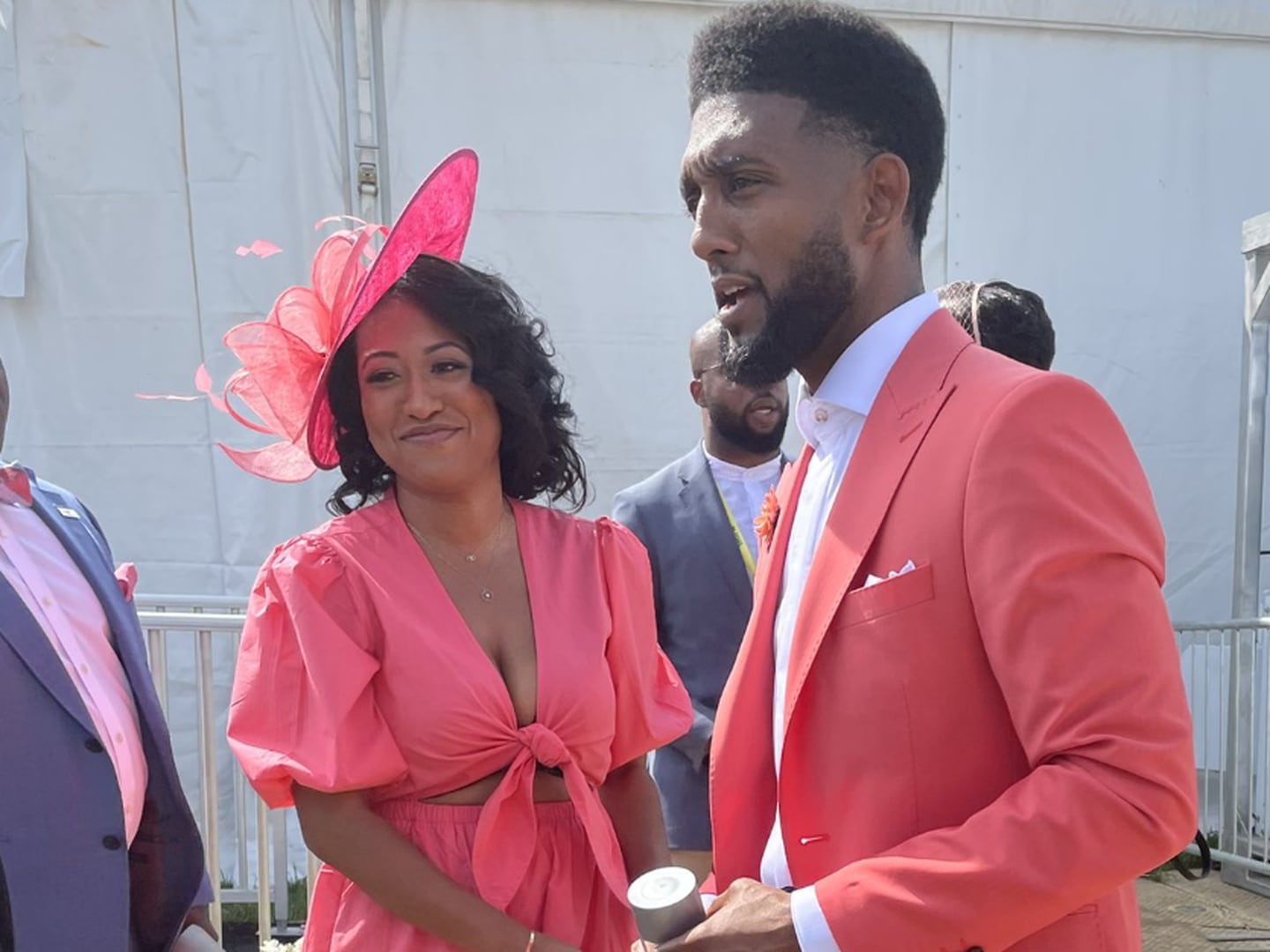 Mayor Brandon Scott arrives at the 148th Preakness Stakes. (Pamela Wood/The Baltimore Banner)