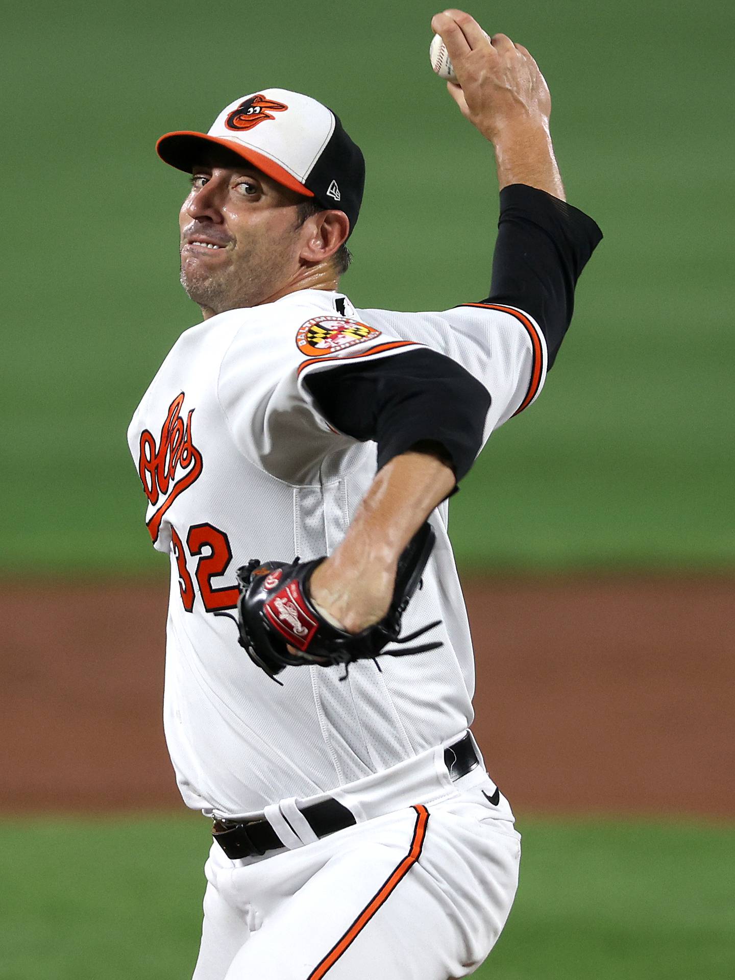 BALTIMORE, MD - JULY 08: Trey Mancini #16 of the Baltimore Orioles celebrates after hitting a walk off single against the Los Angeles Angels during the ninth inning at Oriole Park at Camden Yards on July 8, 2022 in Baltimore, Maryland. (Photo by Scott Taetsch/Getty Images)