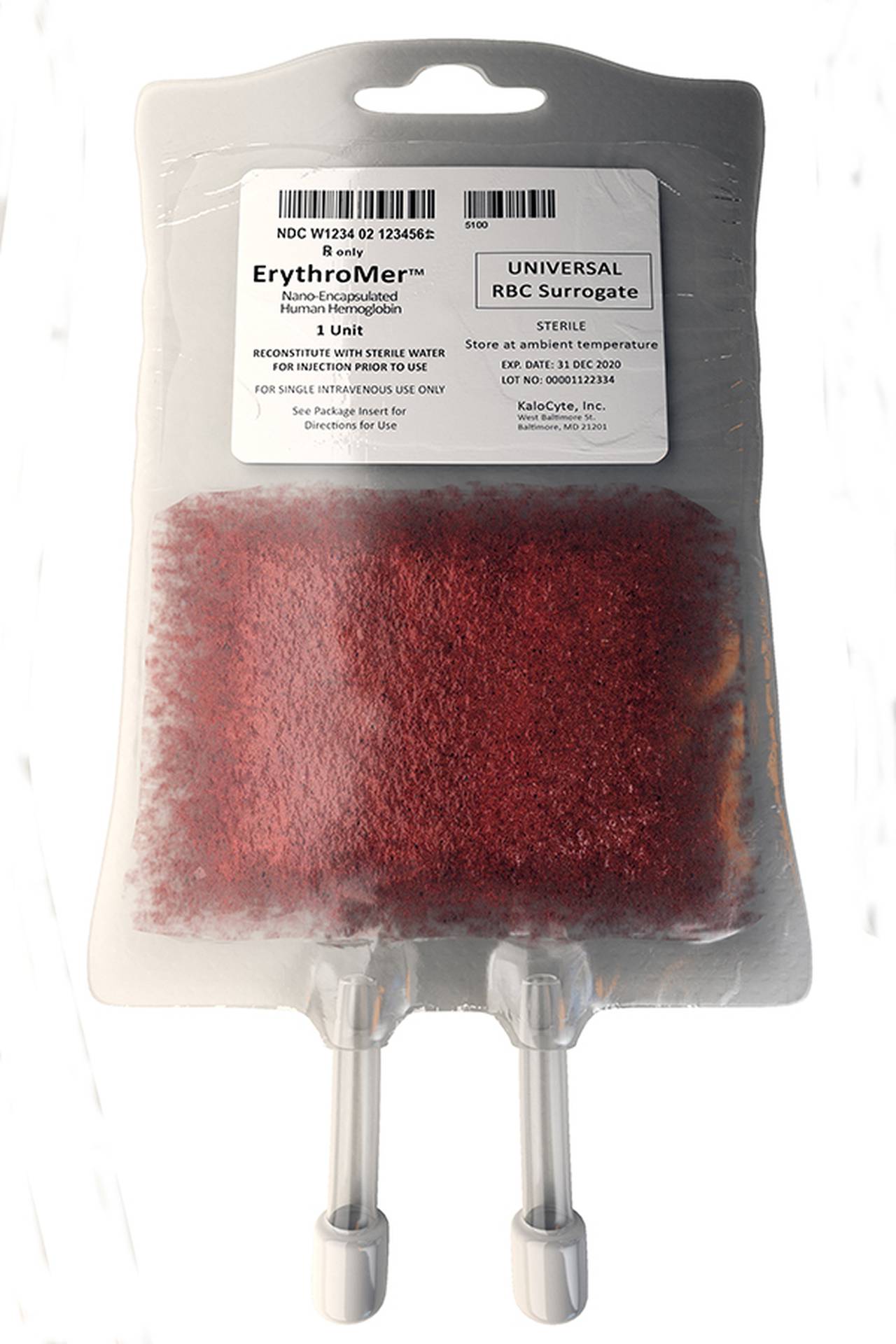 A rendering of an artificial blood powder.
