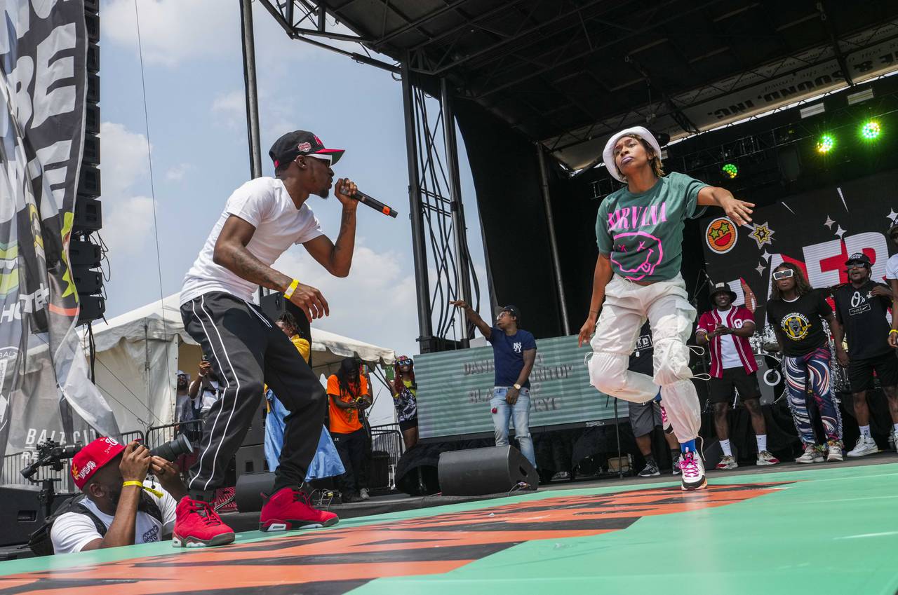 Dancing happened all day long at AFRAM Juneteenth Festival on June 17, 2023 at Druid Hill Park. This is the first official Baltimore Club Music Day.