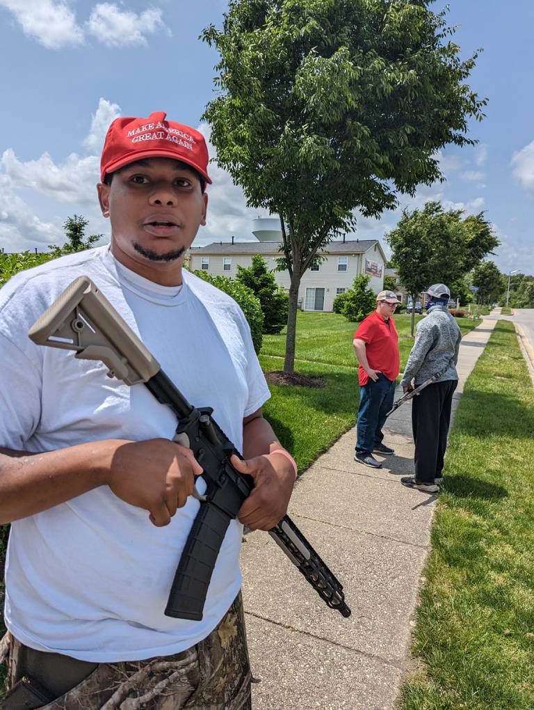 J'den McArdle is walking his Severn neighborhood with a loaded assault style weapon. He says it's about constitutional rights. Others say he's created a public scare