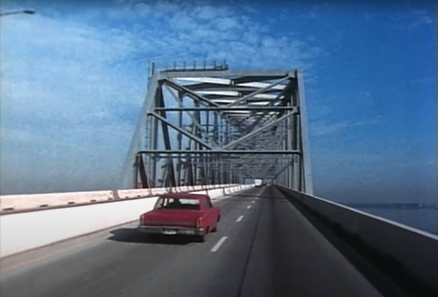 Screen shot from “One Dollar,” a 1987 16 mm student film about the Francis Scott Key Bridge