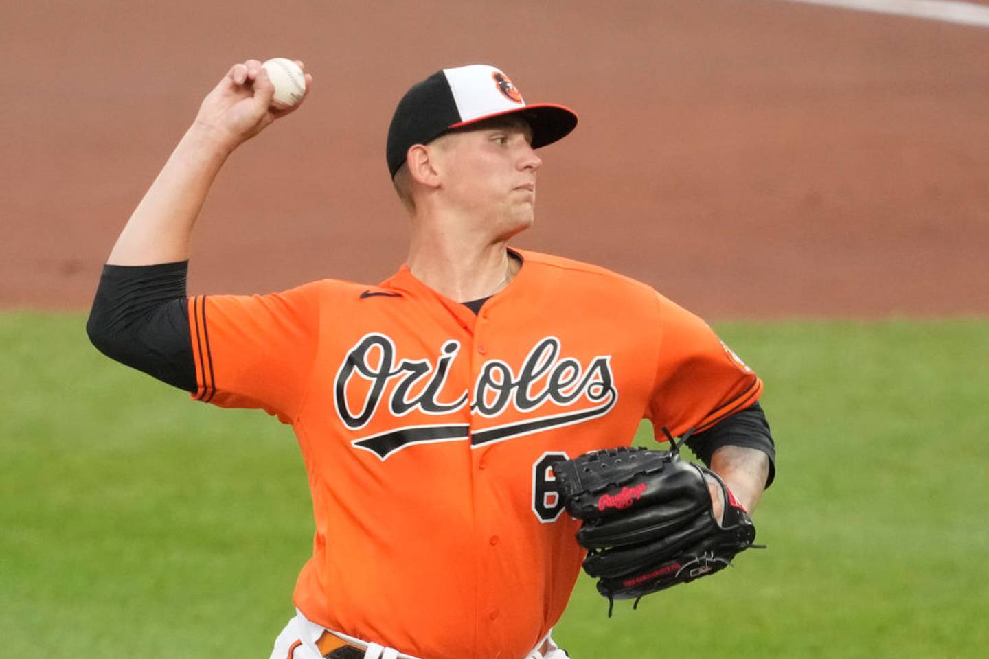 BALTIMORE, MARYLAND - MAY 13:  Tyler Wells #68 of the Baltimore Orioles pitches in the first inning during a baseball game against the Pittsburgh Pirates at Oriole park at Camden Yards on May 13, 2023 in Baltimore, Maryland.