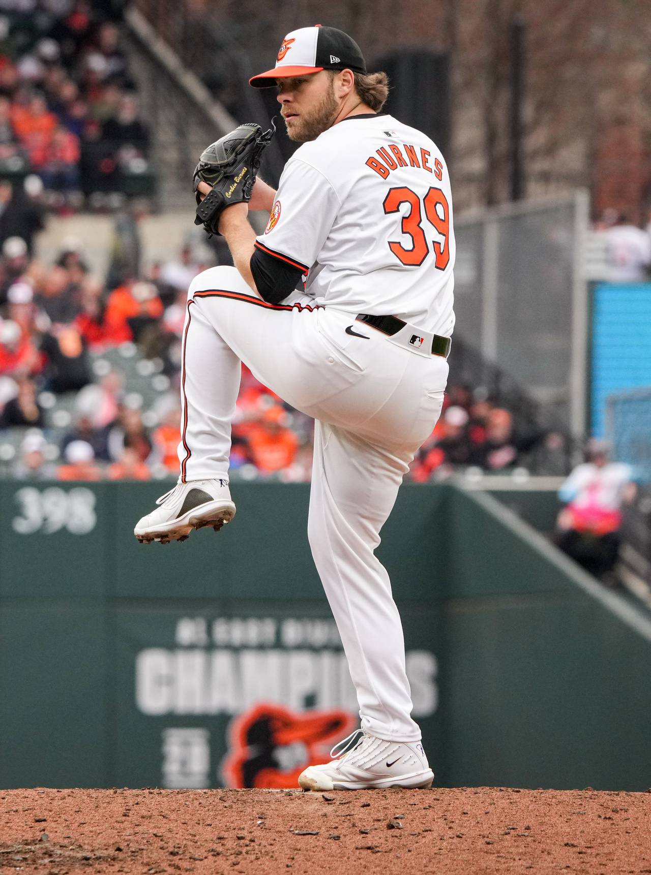 Baltimore Orioles starting pitcher Corbin Burnes (39) delivers a pitch against the Los Angeles Angels on Opening Day at Camden Yards on Thursday, March 28, 2024. The Baltimore Orioles won their first game of the season, 11-3, against the Angels.