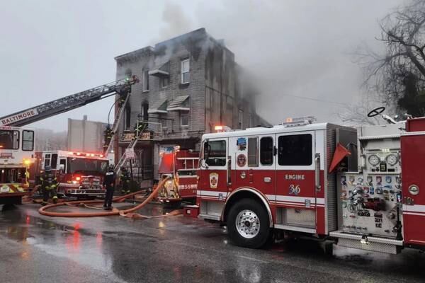 There was a two alarm fire along the 400 block of South Monroe Street in the Carrollton Ridge neighborhood in Baltimore in December 2022.