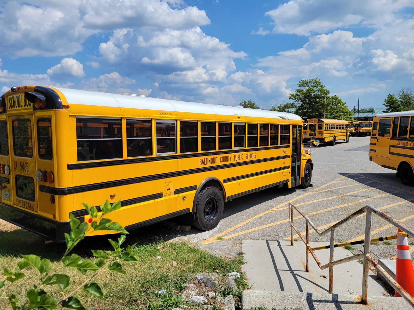 Baltimore Count Public School buses sit in the Northwest bus lot in Milford Mill days before the first day of school.
