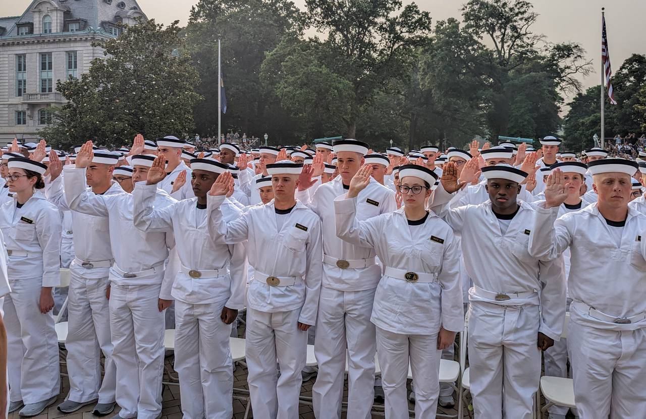 The Naval Academy Class of 2027, incoming plebes, take the oath of office on Thursday, June 29, 2023.