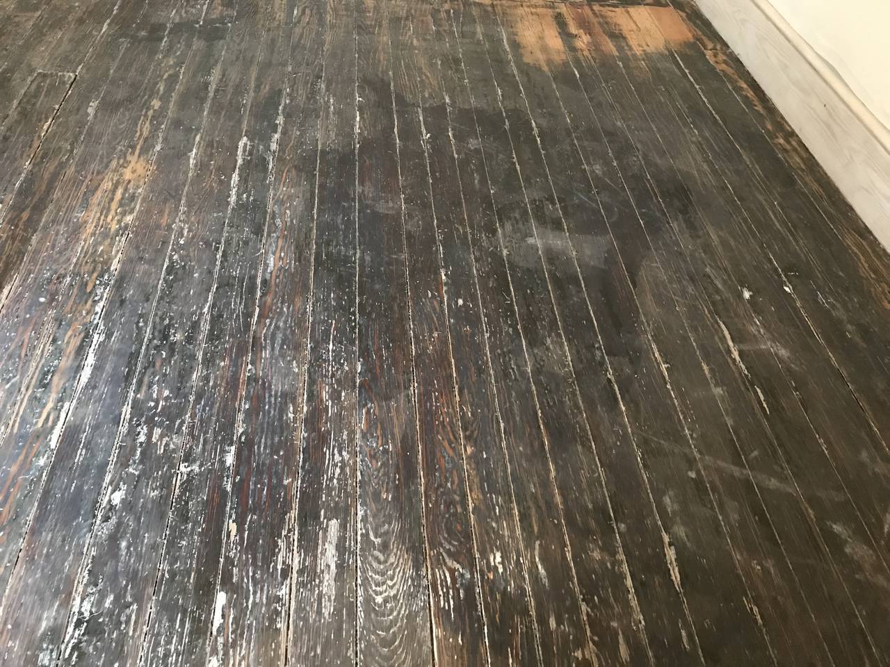 The floors in Tim Prudente's Baltimore rowhome. He has been working to restore the once-vacant property.