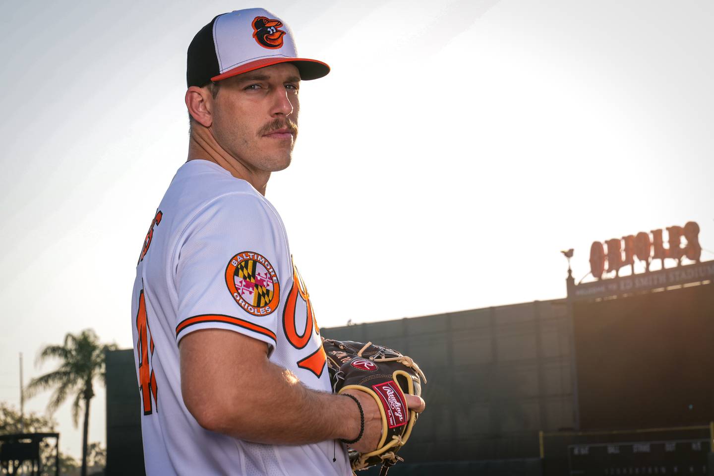 John Means (47) poses for a portrait during Photo Day at Ed Smith Stadium in Sarasota on 2/23/23. The Baltimore Orioles’ Spring Training session runs from mid-February through the end of March.