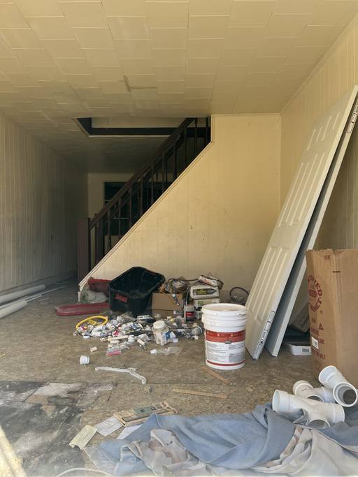 The interior of a vacant Carrollton Ridge home owned by an ABC Capital investor. It appears that the early stages of renovations were initiated and then abandoned.