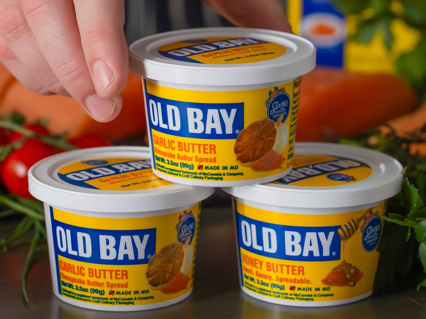 Jimmy's Famous Seafood has teamed up with Old Bay seasoning to provide sweet and savory butter spreads.