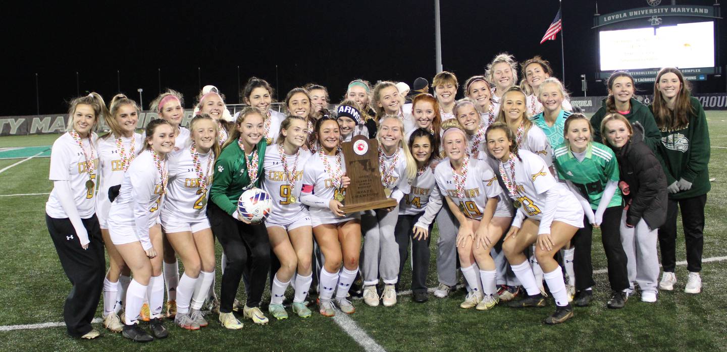 The wait is over for Century High after a 1-0 victory over No. 8 Glenelg in the Class 2A state girls soccer title match at Loyola University's Ridley Athletic Complex. It's the first state title for the Carroll County school since 2013.