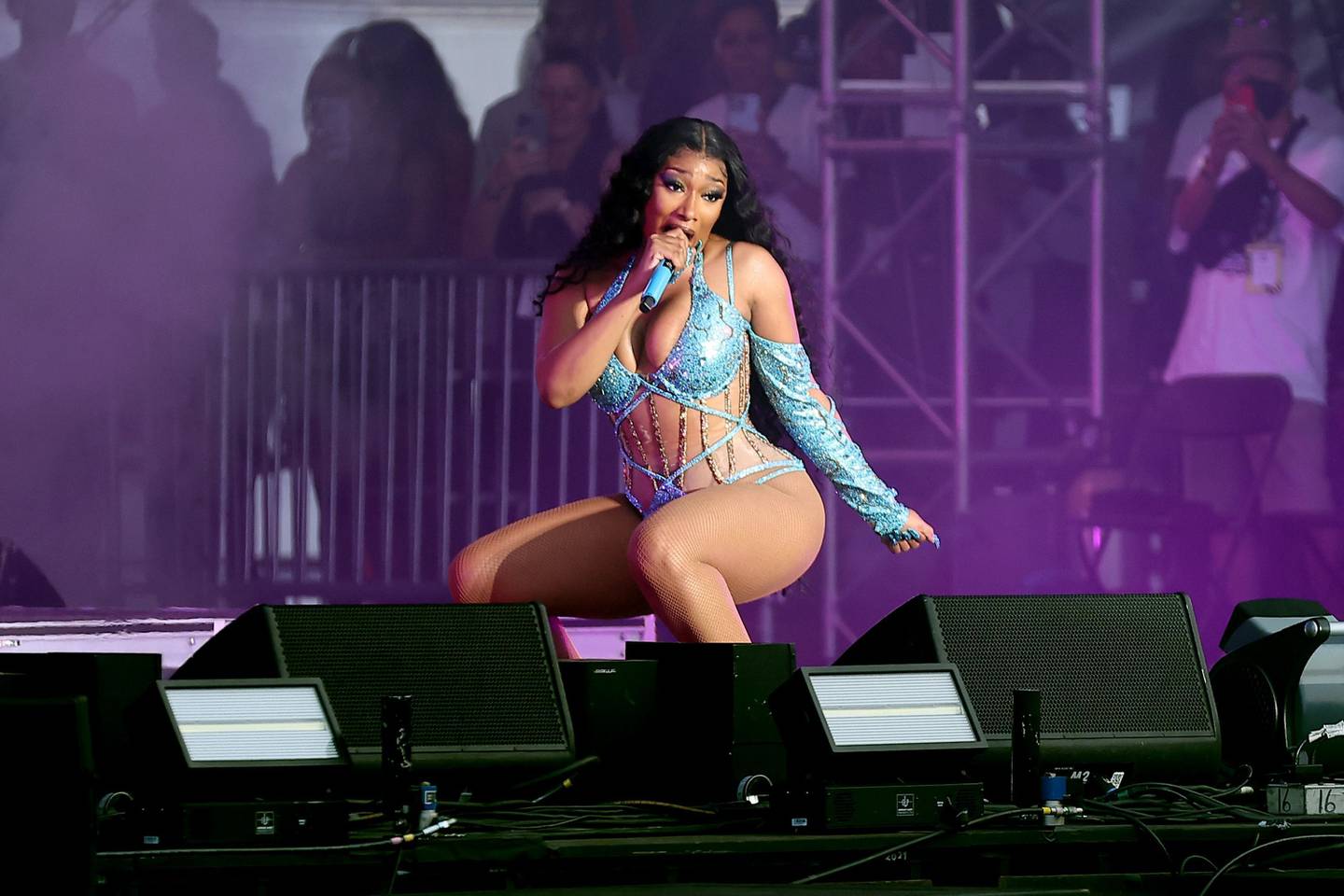 BALTIMORE, MARYLAND - MAY 20: Megan Thee Stallion performs during Preakness LIVE Culinary, Art & Music Festival hosted by 1/ST at Pimlico Race Course on May 20, 2022 in Baltimore, Maryland.
