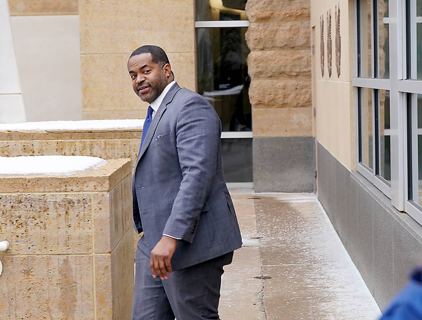 Nick Mosby leaves the Federal courthouse building in Greenbelt.  Mosby testified at the trial of Former Baltimore State’s Attorney Marilyn Mosby, Wednesday Jan. 24, 2024.