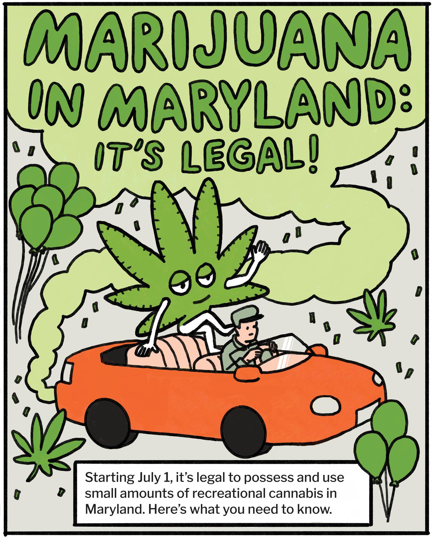 Marijuana in Maryland: It’s legal! Starting July 1, it’s legal to possess and use small amounts of recreational cannabis in Maryland. Here’s what you need to know.