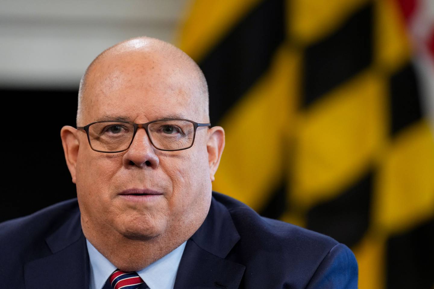 Maryland Gov. Larry Hogan is interviewed in the Governor’s Reception Room at the State House on Monday, December 19.