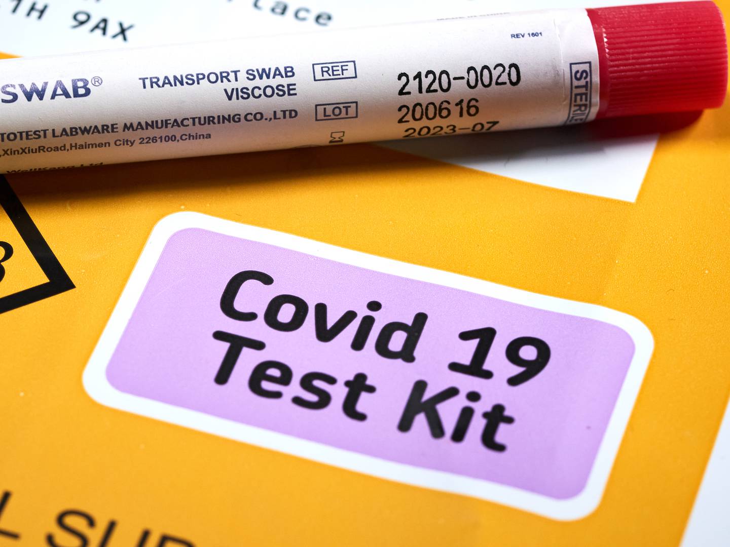 In this photo illustration, a Citoswab Coronavirus (COVID-19) Home Test kit