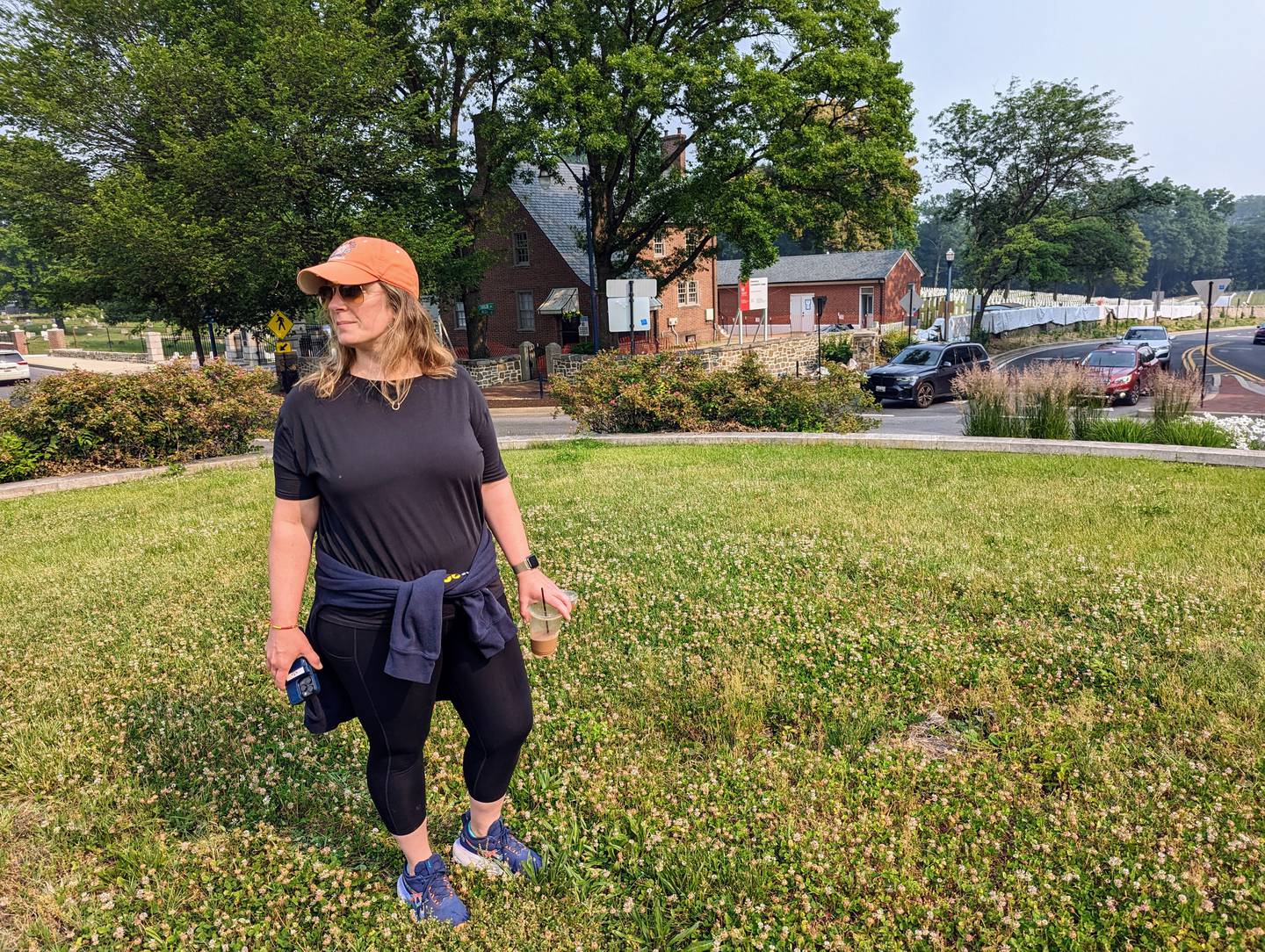 Genevive Torri, chair of the Annapolis Art in Public Places Commission, walked over to the middle of Westgate Circle to talk about plans for a permanent sculpture.
