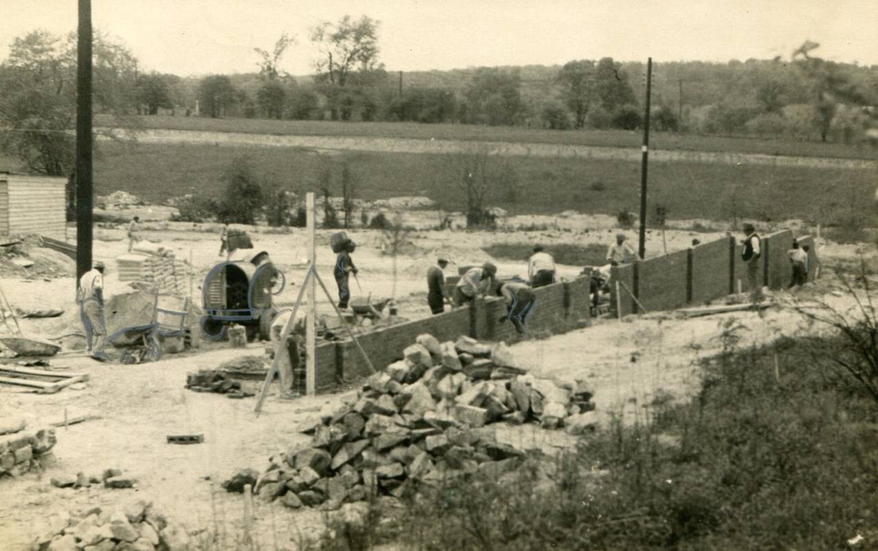 Afro American archive photo of the building of the "spite wall" in 1942.