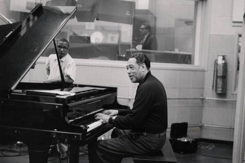 Duke Ellington, shown here with longtime collaborator Billy Strayhorn, performed for the Left Bank Jazz Society in the 1970s.