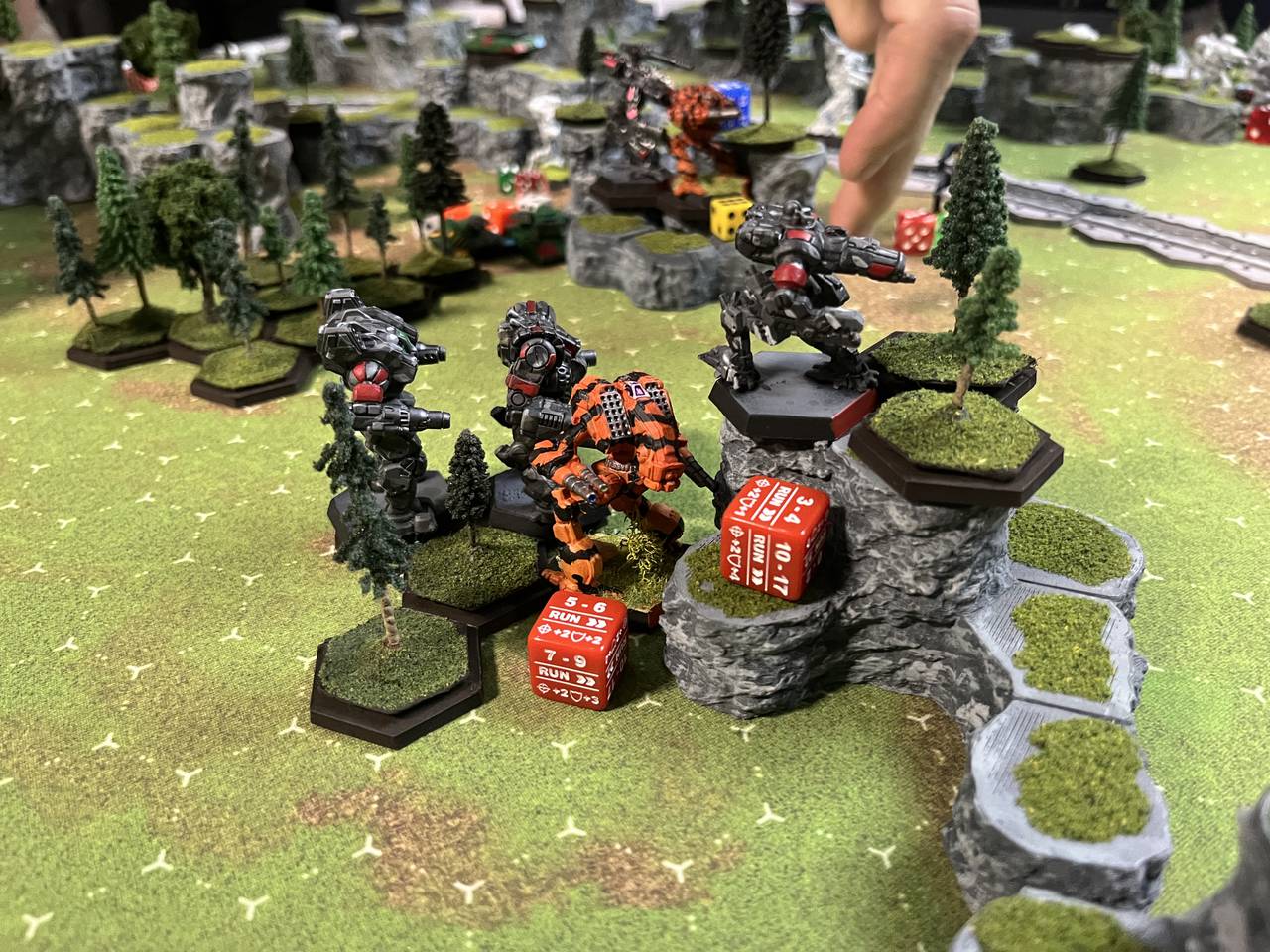 Close-up of the miniatures game BattleTech at Gamers-Corps in Ellicott City.