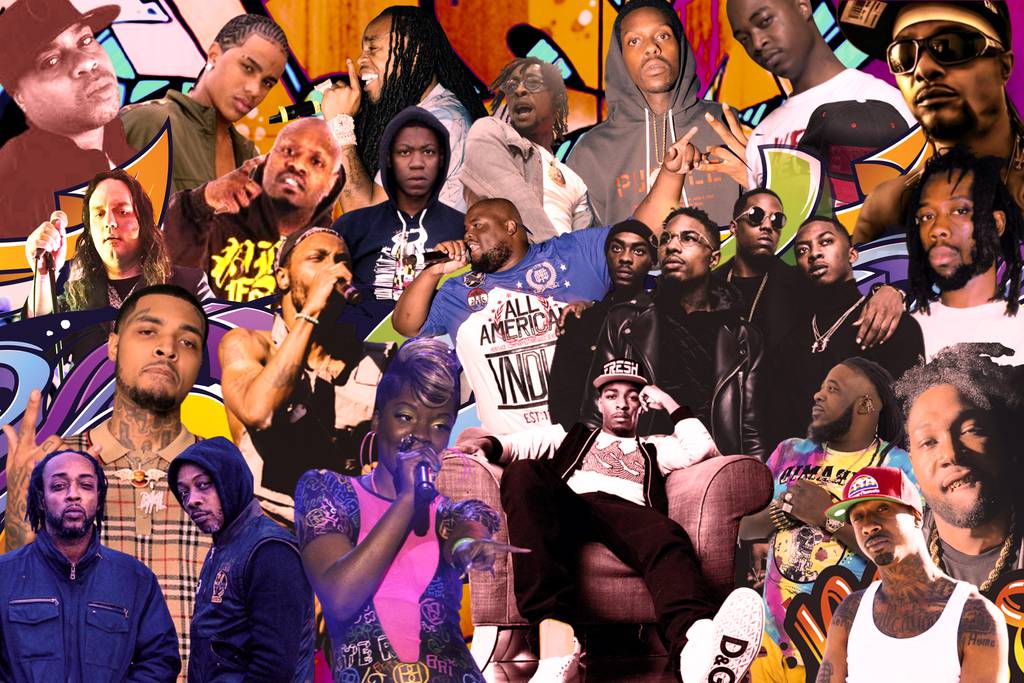 Photo illustration of rap artists from Baltimore.