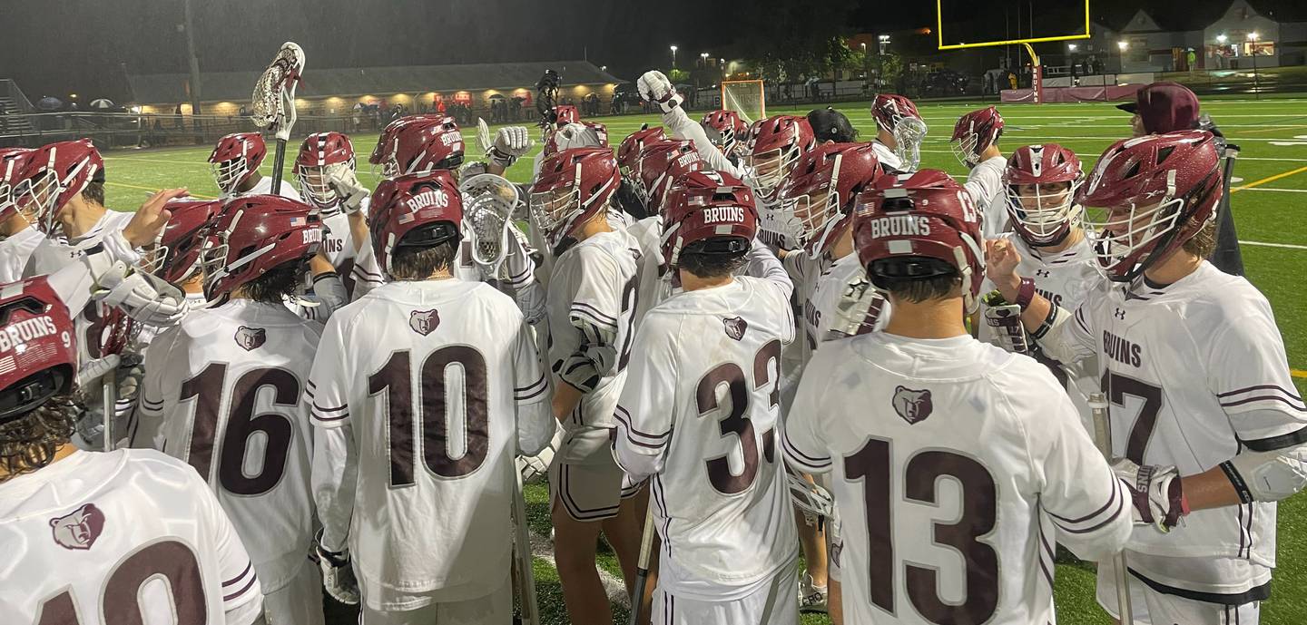 Broadneck boys lacrosse break the huddle after Friday victory's over Severna Park. The No. 11 Bruins improve to 10-0 with a 9-6 victory in Cape St. Claire.