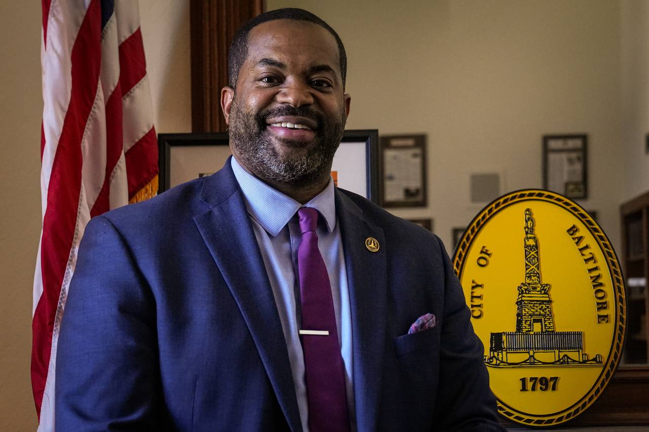 Baltimore City Council President Nick Mosby poses for a portrait in his City Hall office on Wednesday, March 15.