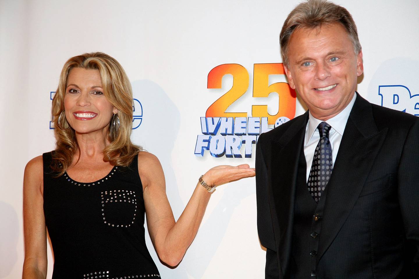 NEW YORK - SEPTEMBER 27:  (R) Host of the TV game show "Wheel Of Fortune" Pat Sajak and model Vanna White attend the 25th anniversary celebration of the television game show "Wheel Of Fortune" at Radio City Music Hall September 27, 2007 in New York City.