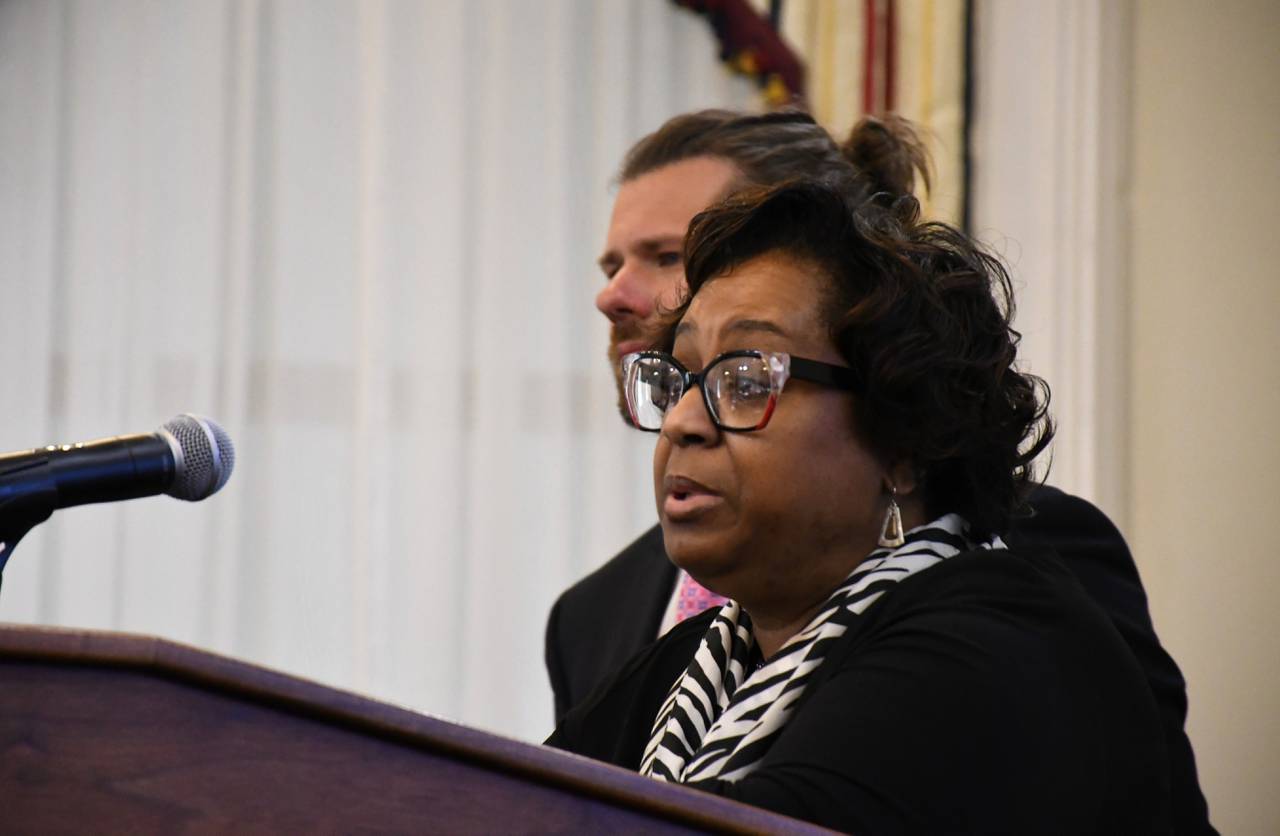 Carolyn Scruggs, secretary of the Department of Public Safety and Correctional Services, speaks during a meeting of the Maryland Board of Public Works at the State House in Annapolis on Wednesday, March 13, 2024.