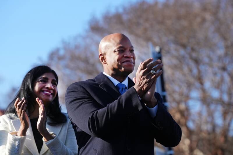 Wes Moore and Aruna Miller arrive at the Kunta Kinte-Alex Haley Memorial to lay a wreath and say a prayer before the Gov.-Elect is sworn in as the First African-American Governor for the State of Maryland.