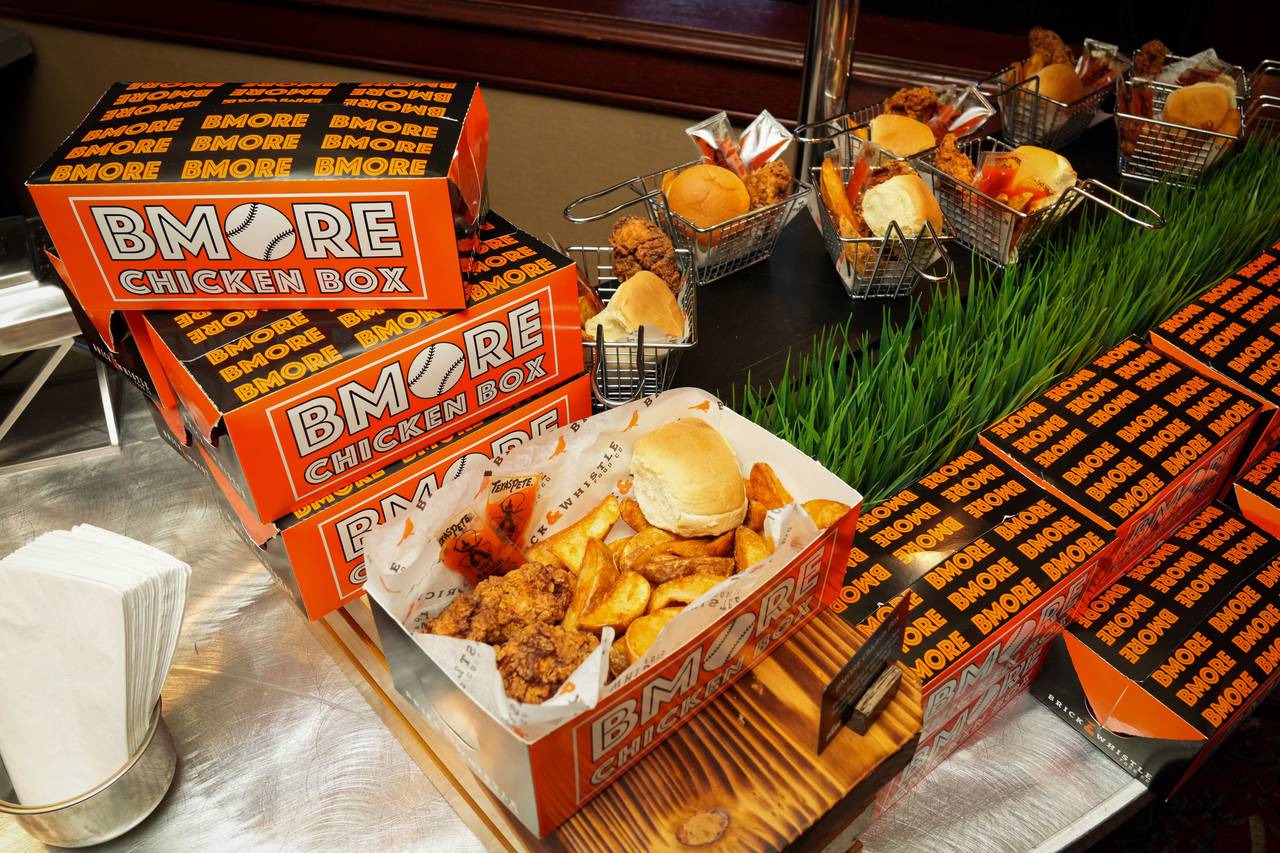 The Baltimore Orioles hospitality staff unveiled their “Bmore Chicken Box” during a media preview in Oriole Park at Camden Yards on Wednesday, March 29.
