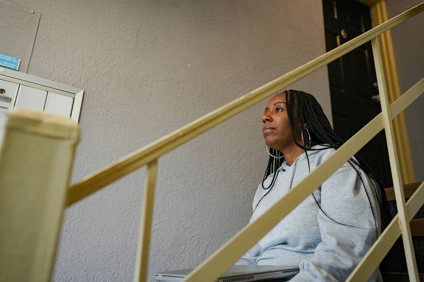 Dena Jackson has struggled with housing prospects on her journey to being a homeowner, ultimately worried about extending her lease any longer in her Mt. Pleasant apartment in Baltimore Md. on February 27, 2023.
