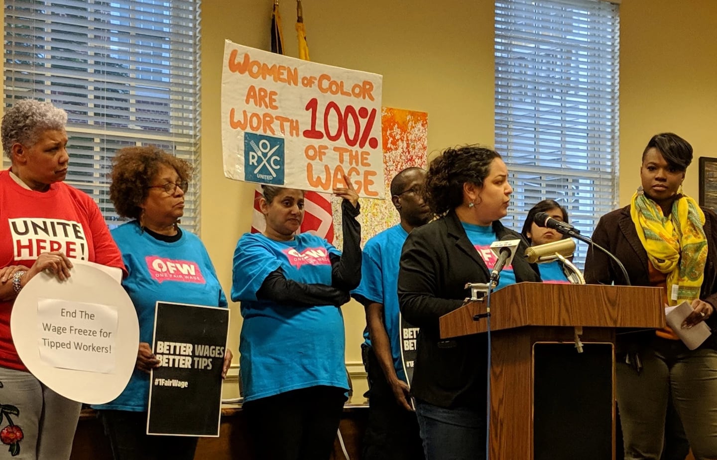 Maryland labor organizers pushed for lawmakers to increase the tipped minimum wage in March 2019 amid the larger wage hike fight.
