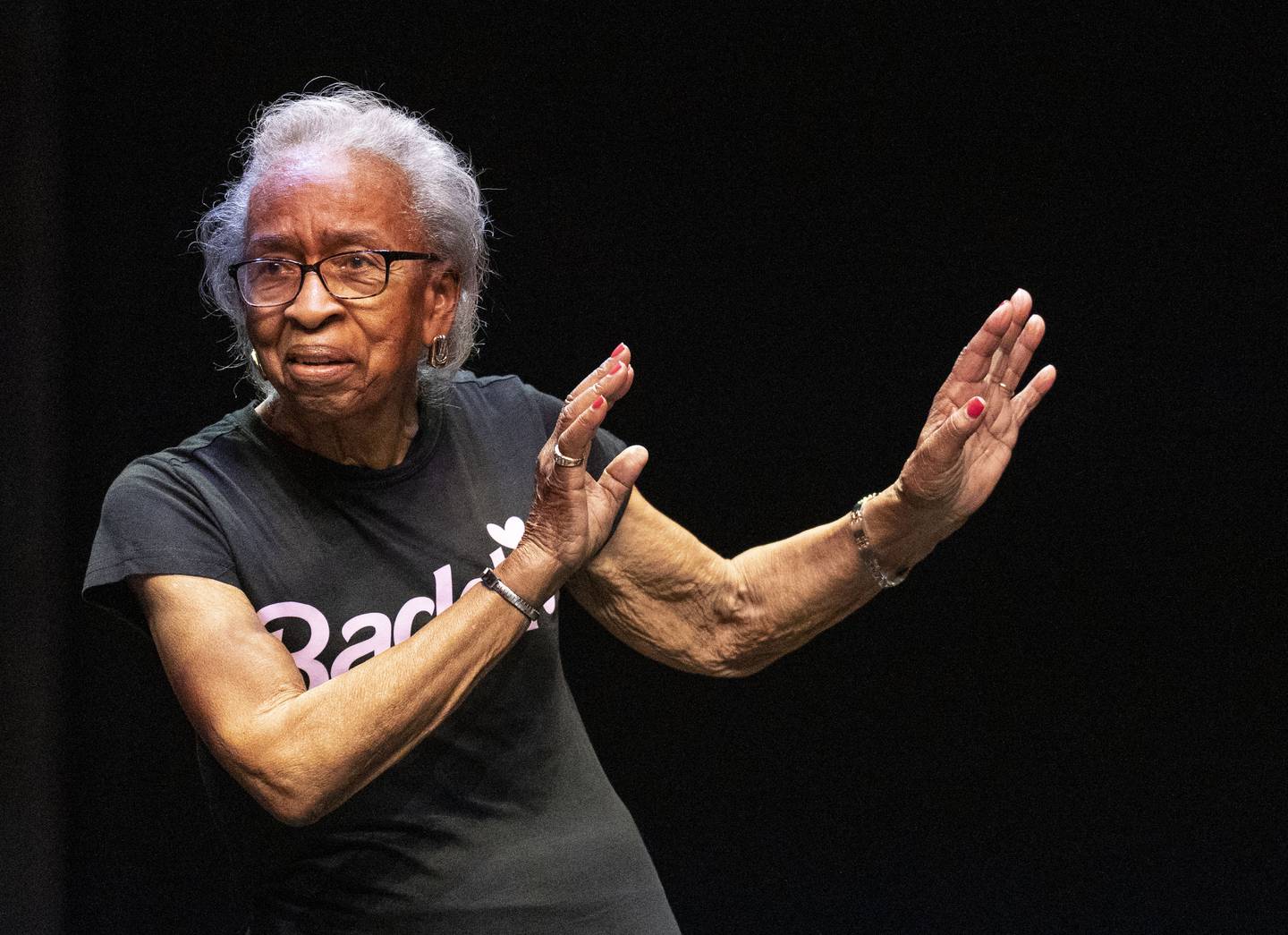 Idelia Brooks, performs alongside her group, Moxie Movez Grannies +1 Grandpa Dance Troupe, during PoleCon International, at Live! Casino & Hotel Maryland, Saturday, June 17, 2023.