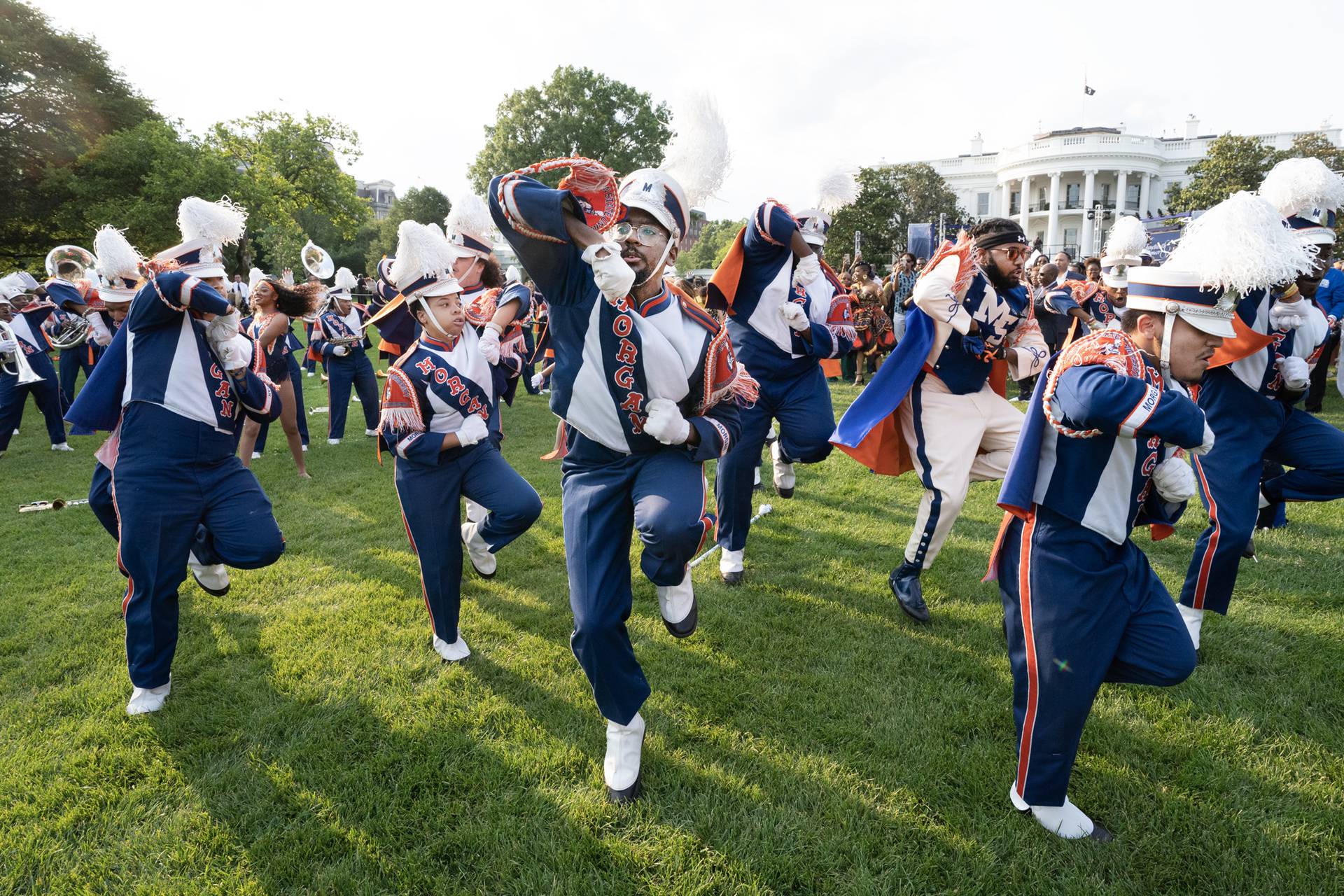 The Morgan State Marching babnd was invited to the White House as part of the Juneteenth Day Celebration June 13, 2023.  The Bansd performed a BATTLE OF THE BANDS with Tennessee St. on the South Lawn of the White House.