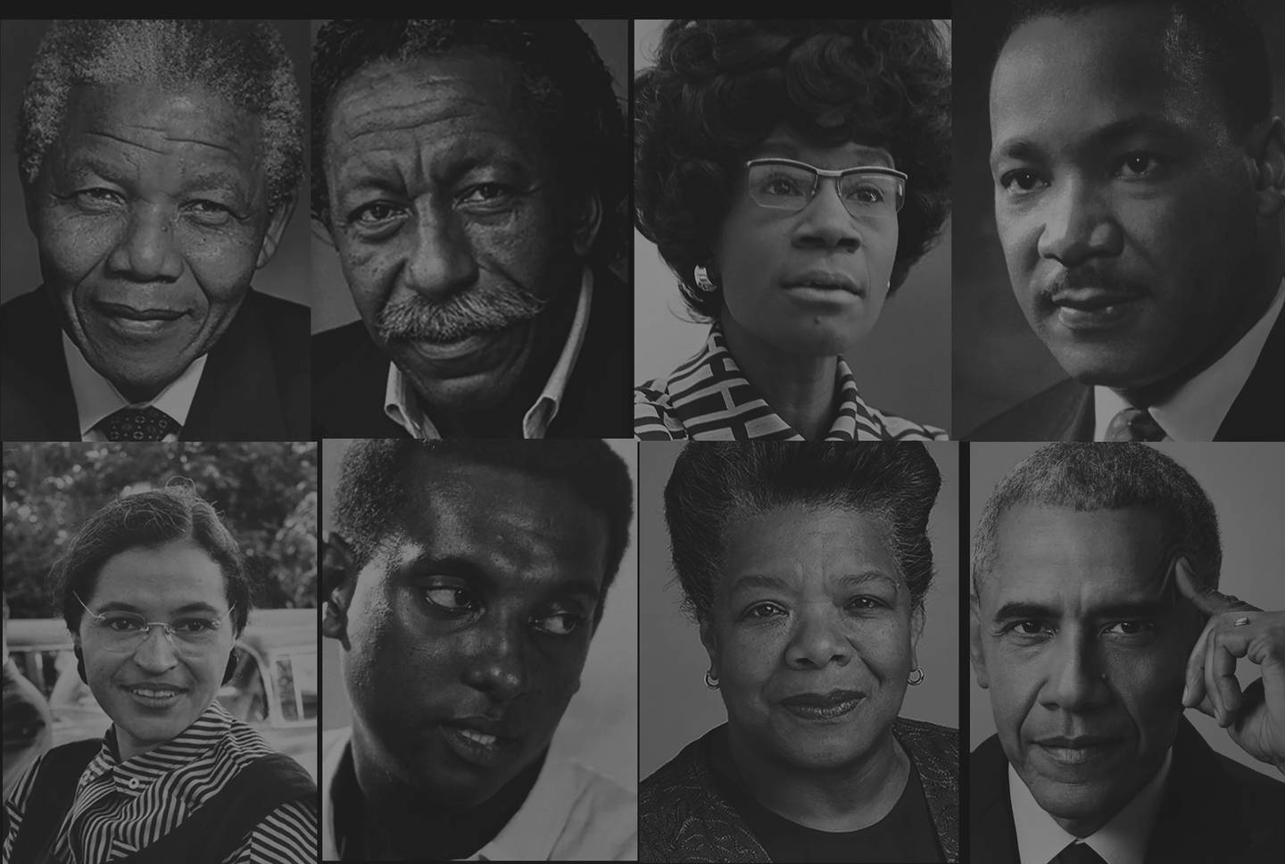 African American Studies Program can prepare students for careers in culture, diversity.  (Clockwise from top left) Nelson Mandela, Gordon Parks, Chirley Chisholm, Martin Luthur King Jr., Barack Obama, Maya Angelou, Stokely Charmichael and Rosa Parks.